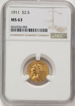 1911 $2.50 Indian Quarter Eagle NGC MS63 (770156002)