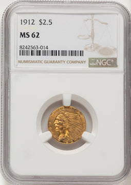 1912 $2.50 Indian Quarter Eagle NGC MS62 (773720032)