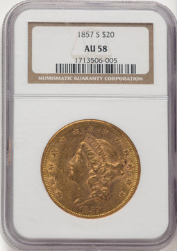 1857-S $20 Liberty Double Eagle NGC AU58 (520884024)