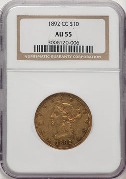 1892-CC $10 Liberty Eagle NGC AU55 (520884027)