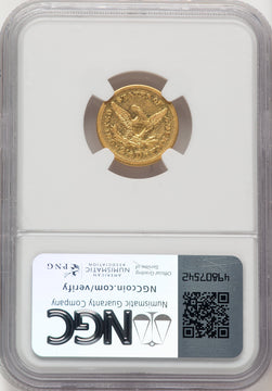 1854-O $2.50 Brown Label Liberty Quarter Eagle NGC AU50