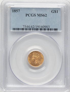 1857 G$1 Gold Dollar PCGS MS62 (775176003)
