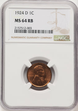 1924-D 1C RB Lincoln Cent NGC MS64 (771340015)