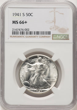 1941-S 50C Walking Liberty Half Dollar NGC MS66+ (520369005)
