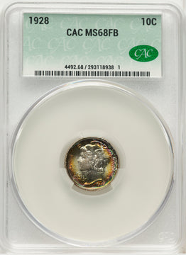 1928 10C FB Mercury Dime CACG MS68