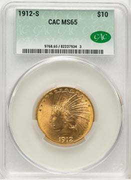 1912-S $10 Indian Eagle CACG MS65