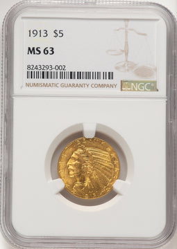 1913 $5 Indian Half Eagle NGC MS63 (776318035)