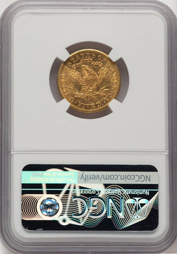 1893-CC $5 Brown Label Liberty Half Eagle NGC AU58