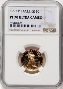 1992-P $10 Quarter-Ounce Gold Eagle Brown Label NGC PF70 (773775006)