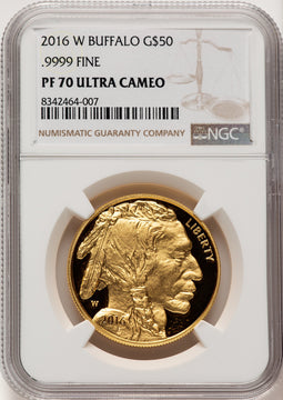 2016-W $50 One-Ounce Gold Buffalo 10th Anniversary Brown Label NGC PF70 (775315006)