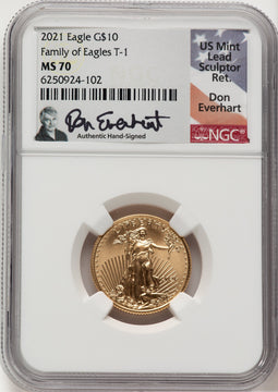 2021 $10 Quarter Ounce Gold Eagle T-1 First Strike Don Everhart NGC MS70