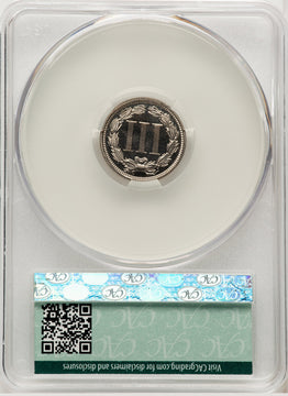 1869 3CN CA CACG Plus Proof Three Cent Nickel CACG PR66+