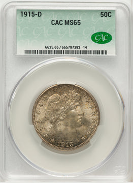 1915-D 50C Barber Half Dollar CACG MS65