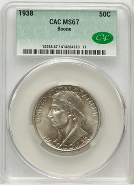 1938 50C Boone Commemorative Silver CACG MS67