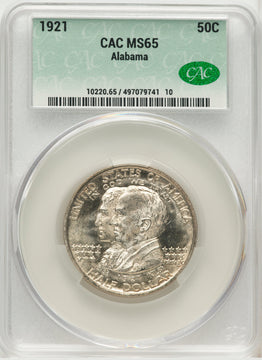 1921 50C Alabama Commemorative Silver CACG MS65