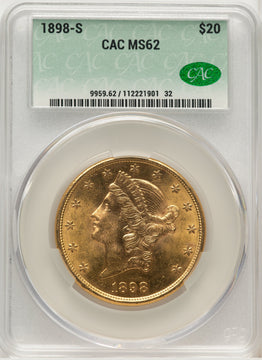 1898-S $20 Liberty Double Eagle CACG MS62 (171433010)