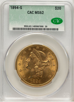 1894-S $20 Mike Castle Liberty Double Eagle CACG MS62