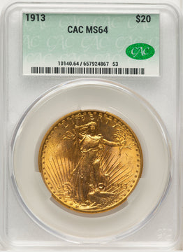 1913 $20 CACG Secure Saint-Gaudens Double Eagle CACG MS64
