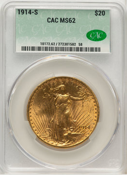 1914-S $20 Saint-Gaudens Double Eagle CACG MS62 (572268194)