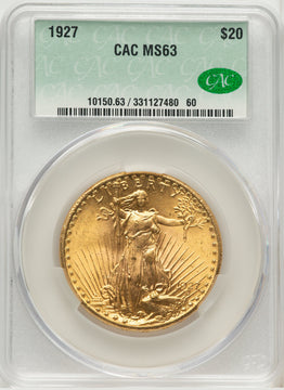 1927 $20 Saint-Gaudens Double Eagle CACG MS63