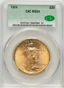 1924 $20 Saint Saint-Gaudens Double Eagle CACG MS64