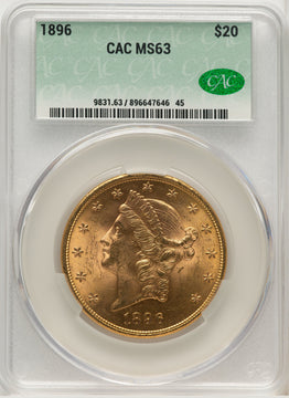 1896 $20 Liberty Double Eagle CACG MS63 (769738024)