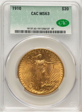 1910 $20 Saint-Gaudens Double Eagle CACG MS63 (572306065)