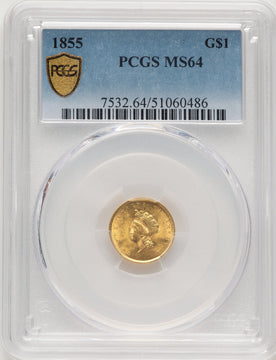 1855 G$1 Type Two Gold Dollar PCGS MS64 (776139003)