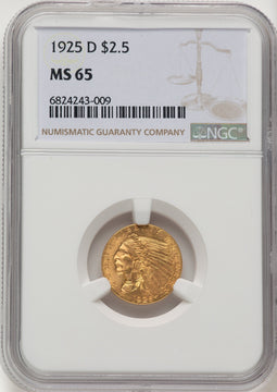 1925-D $2.50 Indian Quarter Eagle NGC MS65 (776139013)