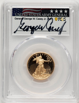 2021-W G$10 Quarter Ounce Gold Eagle T-1 First Strike FS George Casey PCGS PR70
