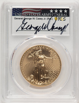 2021 $50 One-Ounce Gold Eagle T-1 First Strike FS George Casey PCGS MS70