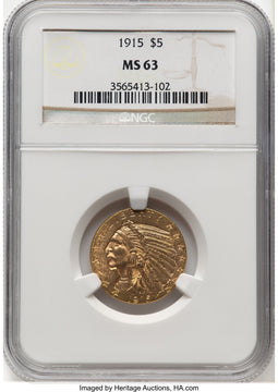 1915 $5 Indian Half Eagle NGC MS63 (777927014)