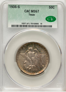1935-S 50C Texas Commemorative Silver CACG MS67