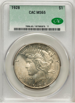 1928 Peace Dollar CACG MS65