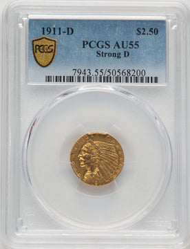 1911-D $2.50 Indian Quarter Eagle PCGS AU55