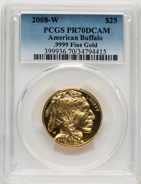 2008-W $25 Half-Ounce Gold Buffalo Blue Gradient PCGS PR70