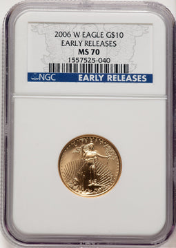 2006-W $10 Quarter-Ounce Gold Eagle First Strike ER Blue NGC MS70