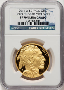 2011-W $50 One-Ounce Gold Buffalo First Strike ER Blue NGC PF70 (520980052)