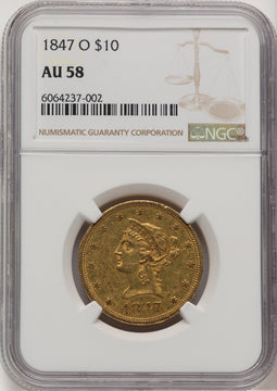 1847-O $10 Liberty Eagle NGC AU58 (777121005)