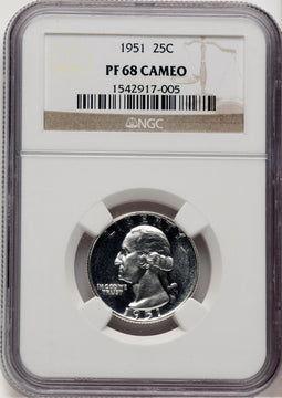 1951 25C CA Proof Washington Quarter NGC PR68 (778060002)