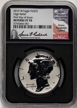 2019-W Palladium Eagle 1 oz REV FDI Anna Cabral NGC PF70