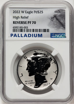 2022-W Palladium Eagle 1 oz REV Palladium Label NGC PF70