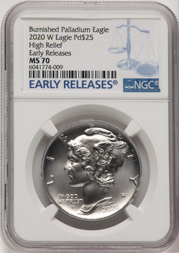 2020-W Palladium Eagle 1 oz Burnished ER Blue NGC MS70