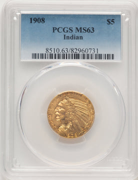 1908 $5 Indian Indian Half Eagle PCGS MS63 (777139049)