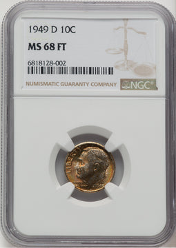 1949-D 10C FB Roosevelt Dime NGC MS68 (777155001)