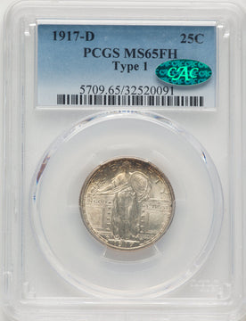 1917-D T-1 FH CAC Standing Liberty Quarter PCGS MS65