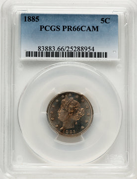 1885 5C CA Proof Liberty Nickel PCGS PR66
