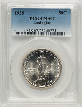 1925 50C Lexington Commemorative Silver PCGS MS67
