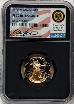 1996-W $10 Quarter-Ounce Gold Eagle Miles Standish NGC PF70