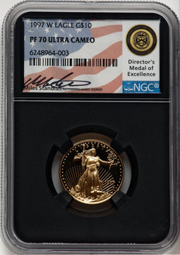 1997-W $10 Quarter-Ounce Gold Eagle Miles Standish NGC PF70